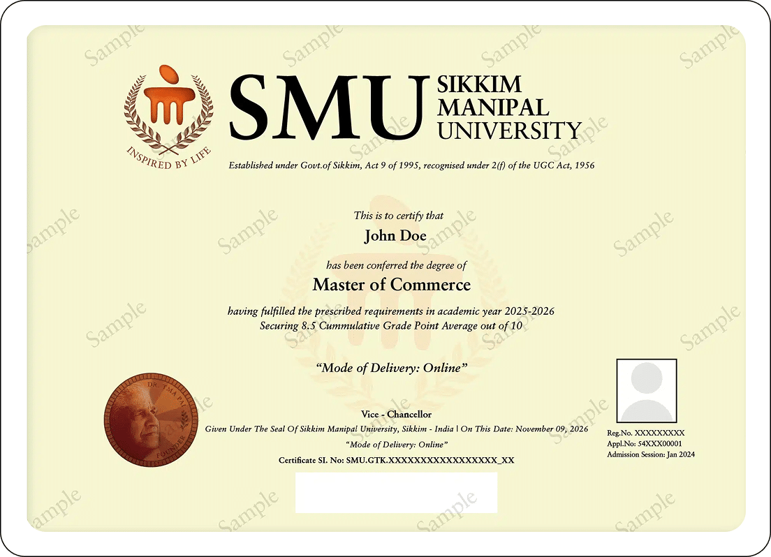 Prestigious MCom Degree